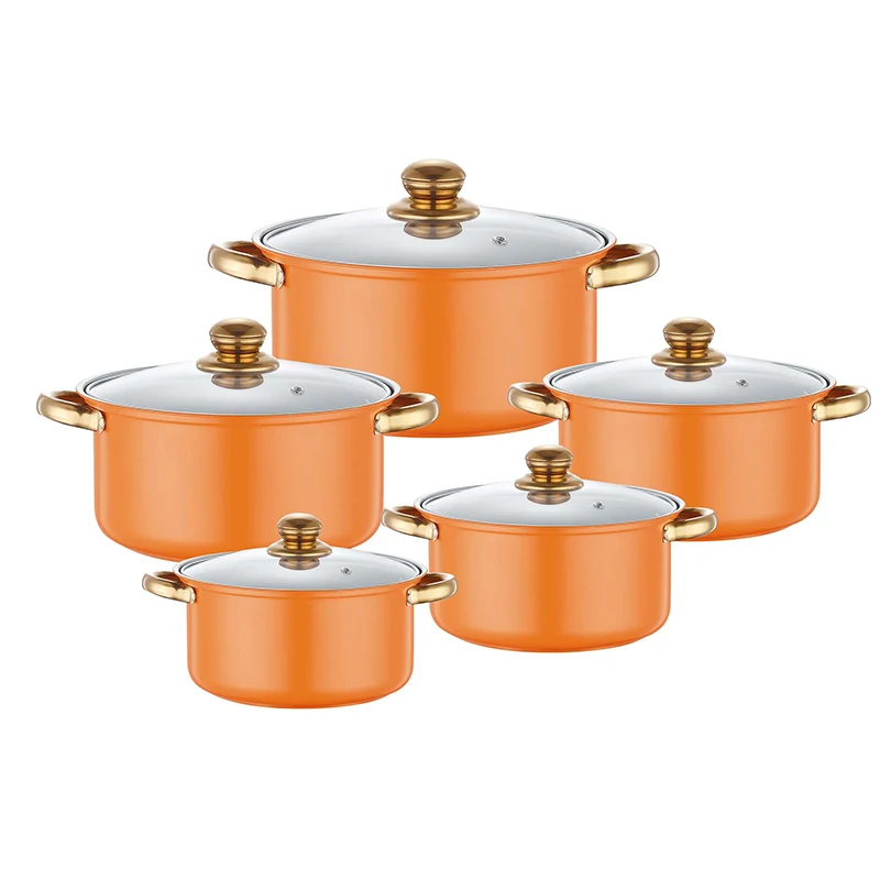 Wholesale Cookware Set Stock Pot 10pcs Stainless Steel Cooking Pots Kitchenware Induction Casseroles