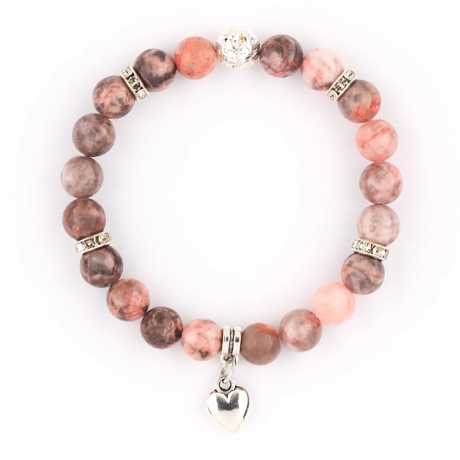 6mm Fashion Love Pendant Pink Zebra Bracelet Gift Card Handmade Beaded Bracelet