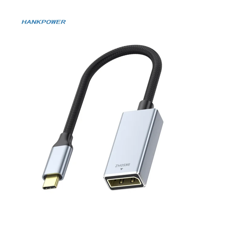 8K 60Hz DP 1.4 DisplayPort Female to USB-C Adapter Nylon Braided Cable Usb Type C To Display Port Adapter Converter