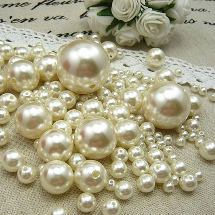 Cheap ABS plastic pearl beads wholesale White imitation pearl High shiny Half Drilled Loose natural Pearl for jewelry
