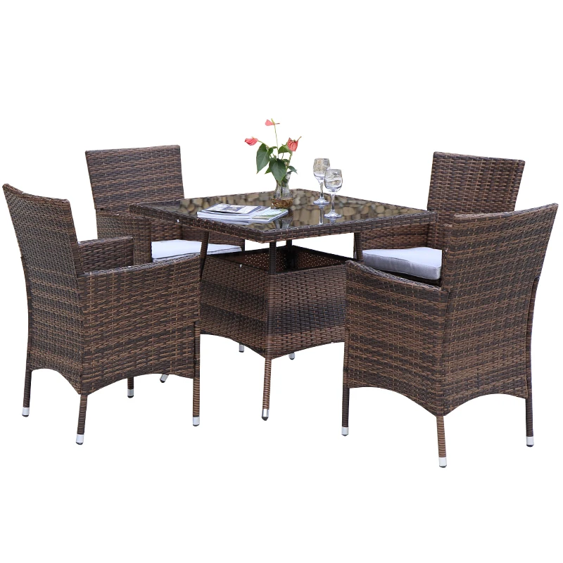 Outdoor villa courtyard rattan table and chair combination garden outdoor courtyard balcony waterproof rattan table and chair