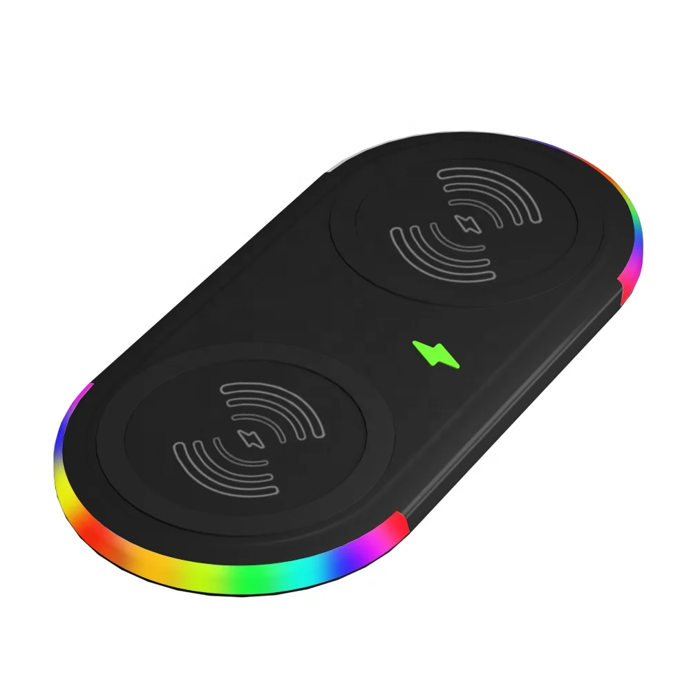 Qi 15W Fast Wireless Charger Portable Fast Wireless Charger Pad Dual Coil Fast Charging 15W for Iphone/samsung Mobile Phone WC-2