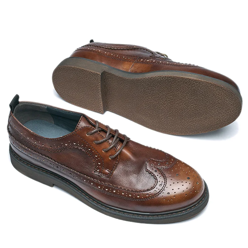 Italian Bullock style mens official leather shoes Handmade tresemme botanique high quality clerks man cowboy shoes