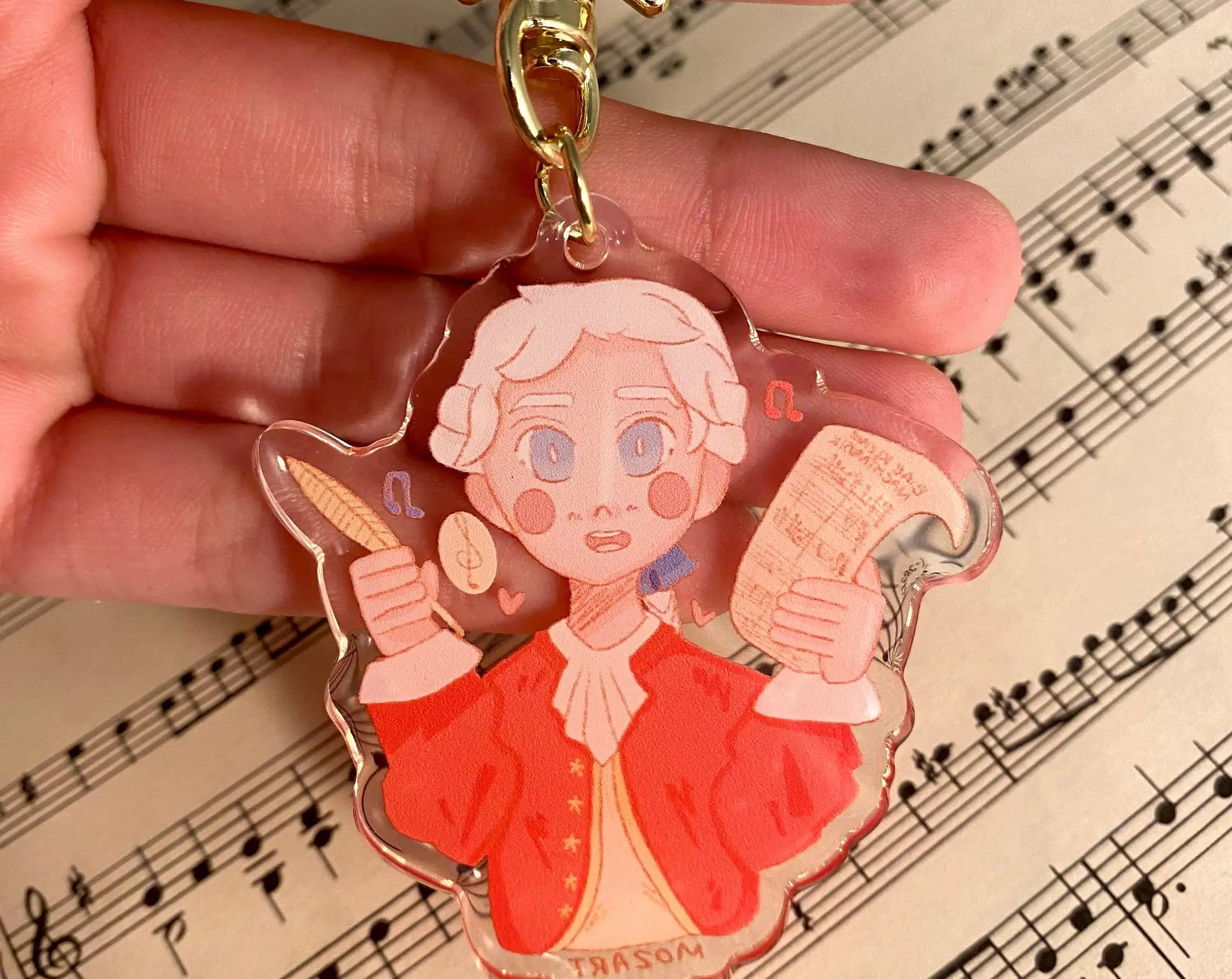 2.5in Mozart Advertisement Acrylic Keychain with Star Clasp