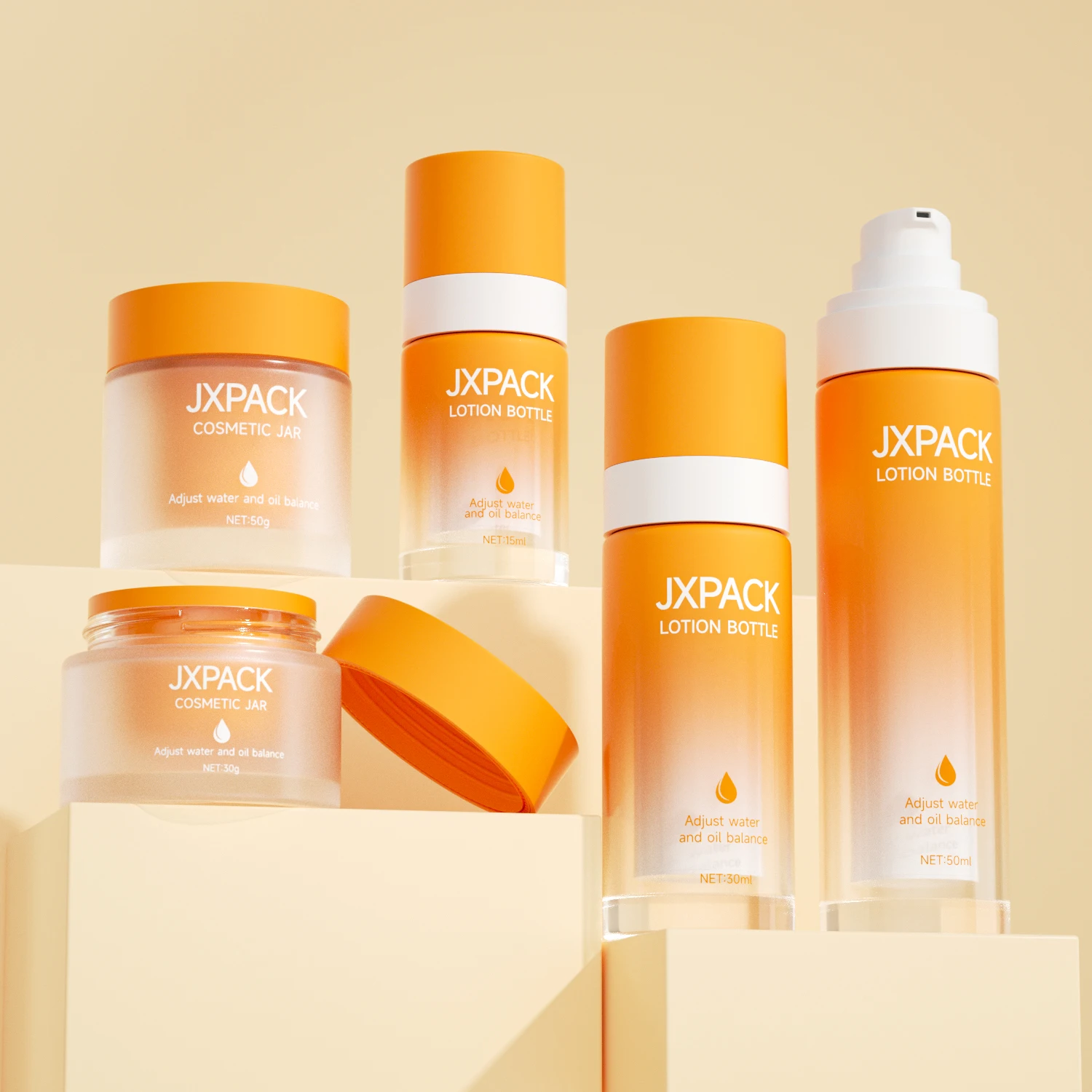 Eco friendly sustainable replaceable cosmetic packaging set custom pink refillable airless skincare lotion serum pump bottle