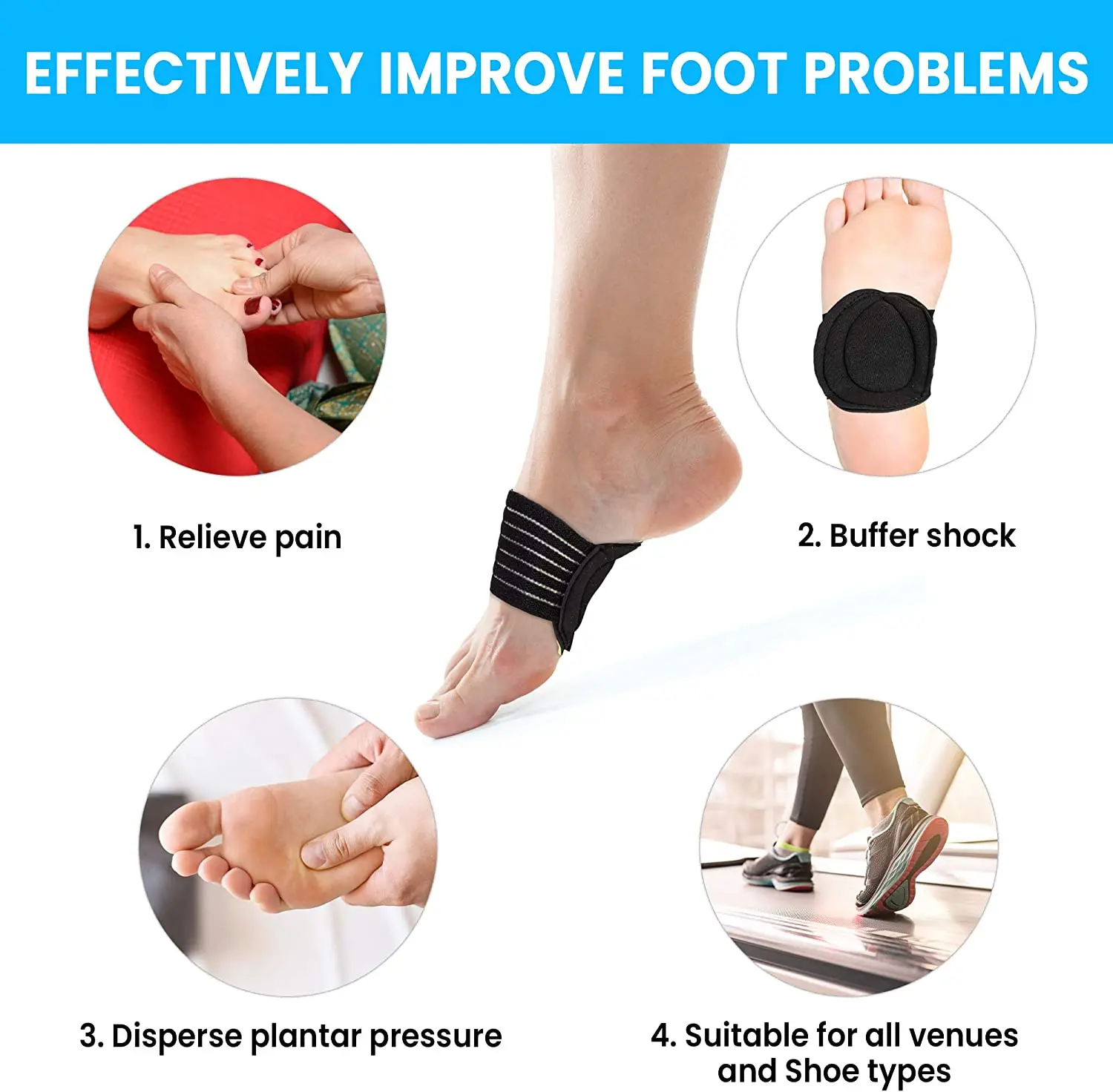 Arch Support With Neoprene Band Flat feet