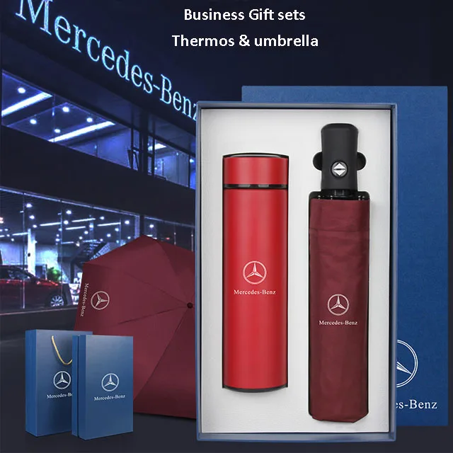 Promotional water bottle with umbrella boxed packing gift sets for exhibition