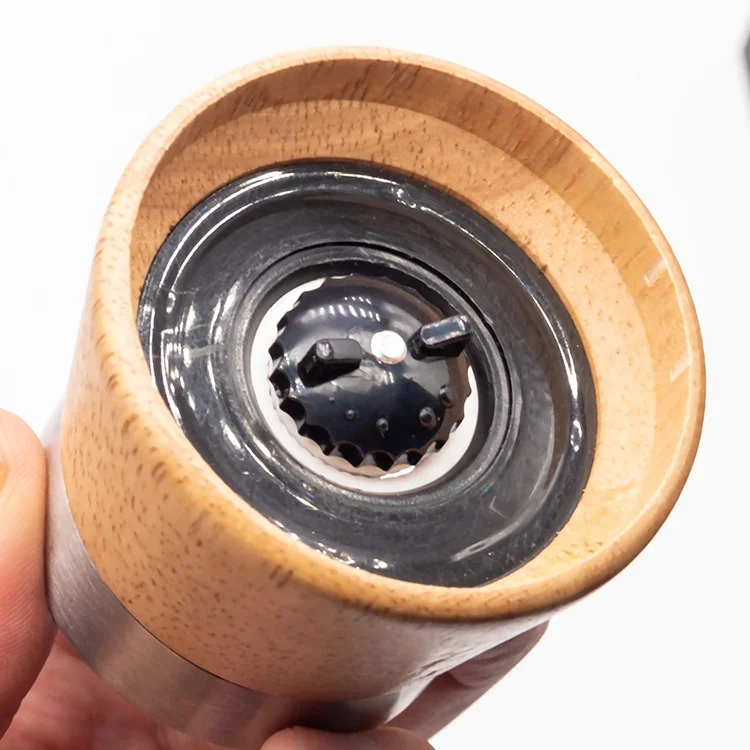 Alibaba Supplier Clear Glass Pepper Bottle with Manual Grinder Lid Spice MILLS Bamboo Wood Salt and Pepper Grinder Set of 2