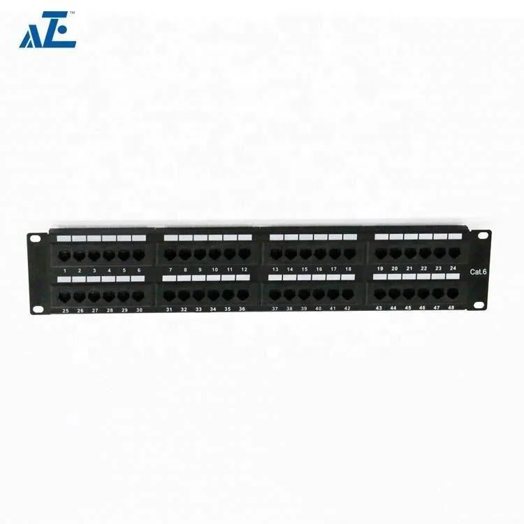 China Supply 48 Port Rj45 Cat6 2u Ethernet Patch Panel
