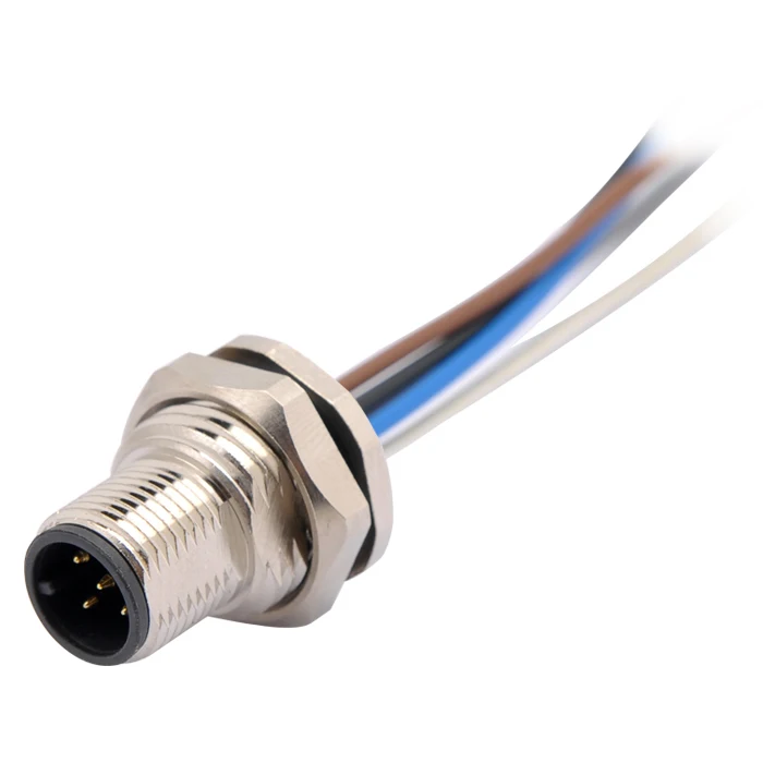 male female M12 Panel connector 4 5 8 pin waterproof connector