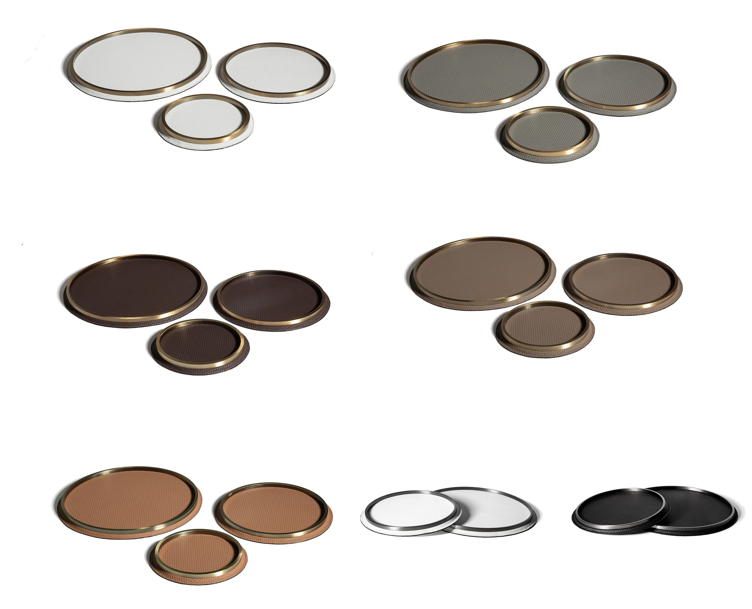 T-159Light luxury modern round tray set hotel restaurant coffee shop European home decoration metal leather service tray