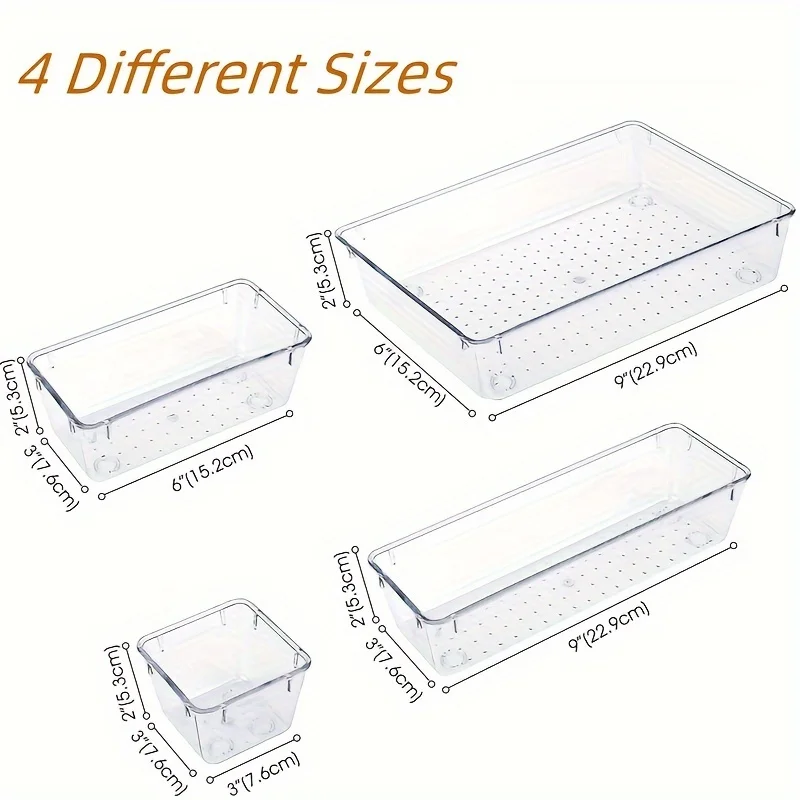 7/16/25pcs Clear Drawer Organizers Set Multifunctional Plastic Storage Box Storage Bins for Makeup/Jewelries/Bedroom/Office