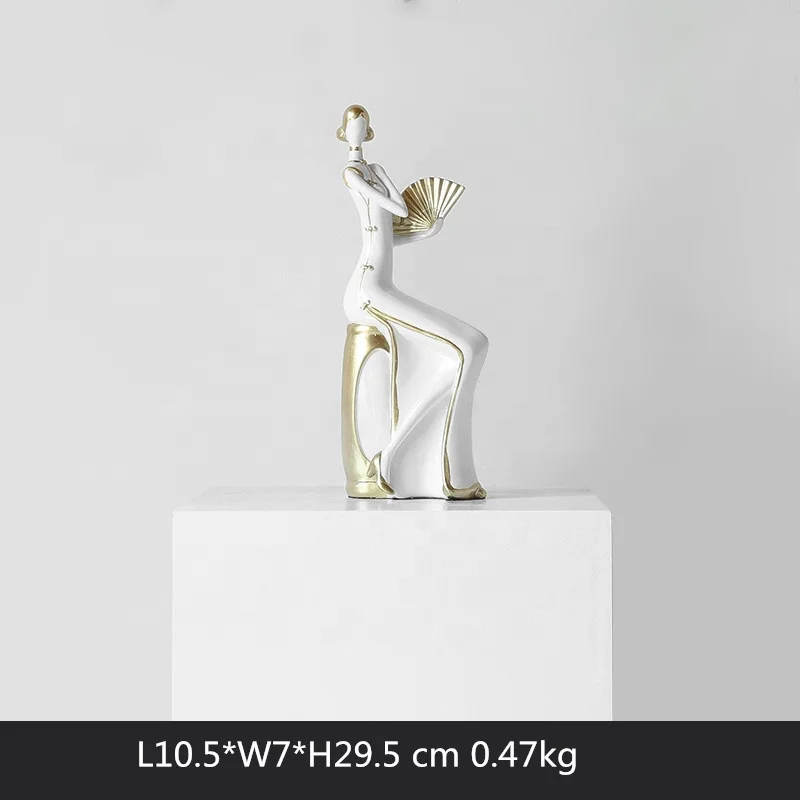 Chinese Classical White Porcelain Ladies Figurines Statue Ornaments Body Sculpture Simulation Art Sculpture Resin Crafts