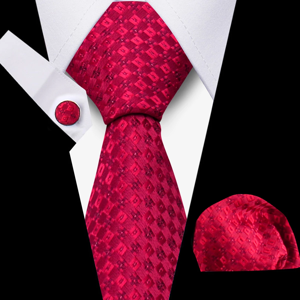 Necktie Set Fashion Blue Tie Pocket Square With Cufflinks Gift Sets Silk Ties For Men Paisley Necktie Hankies For Man Wedding