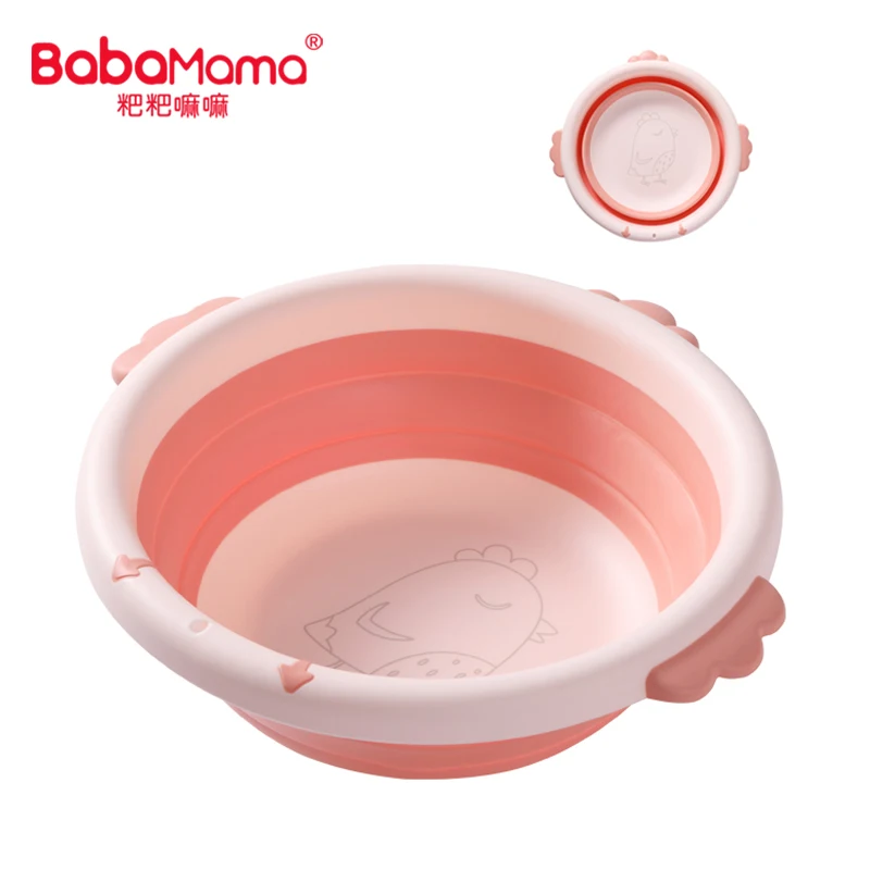 2020  portable foldable washbasin handles dish pan plastic washbasin travel washbowl for baby bath basin
