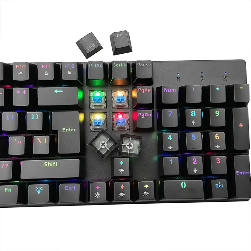 Customized Layout Gaming Keyboard 104 Keys ABS Plastic Mechanical Keyboard with 11 kinds of LED Light, YH-101A