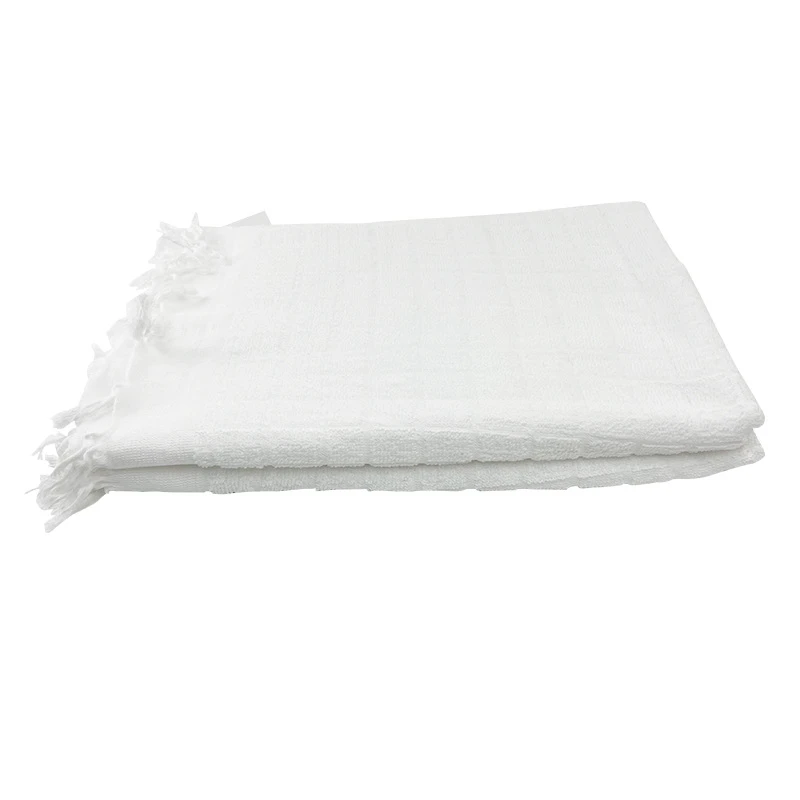 105*210cm High Quality 100% Polyester Jacquard Muslim Haji Ihram Towel Spot Pilgrimage Towel White Ihram Hajj and Umrah Towel