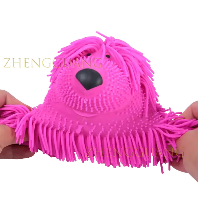 Zhengguang Toys 2024 Super Soft Squishy Fidget Noddles Dog Toy Anti-Stress Relief Squeeze Balls Long Hairy Puppy for Child