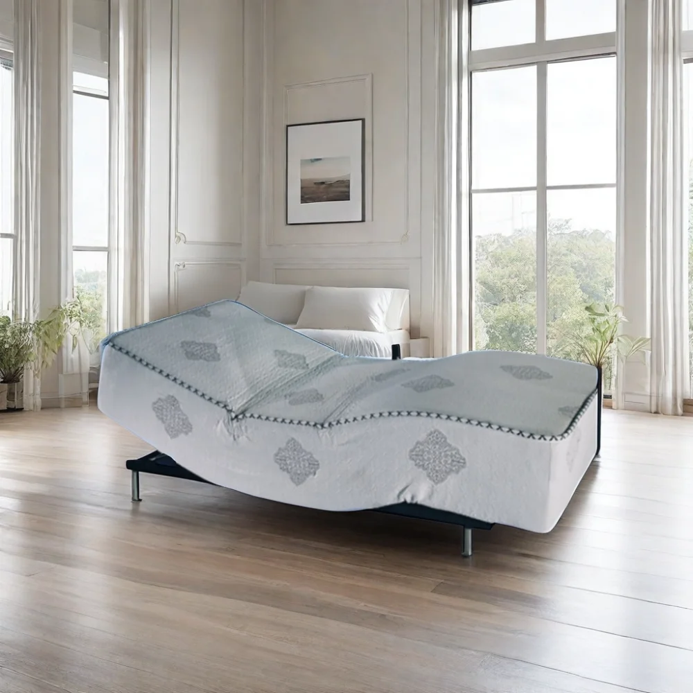 King Twin Xl Remote Control Comfortable Electric Adjustable Bed Frame Base Pocketspring Mattress On Top