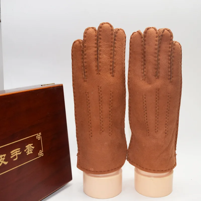 2021 wholesale custom sheep skin wool full skin sheep skin leather gloves for men and women