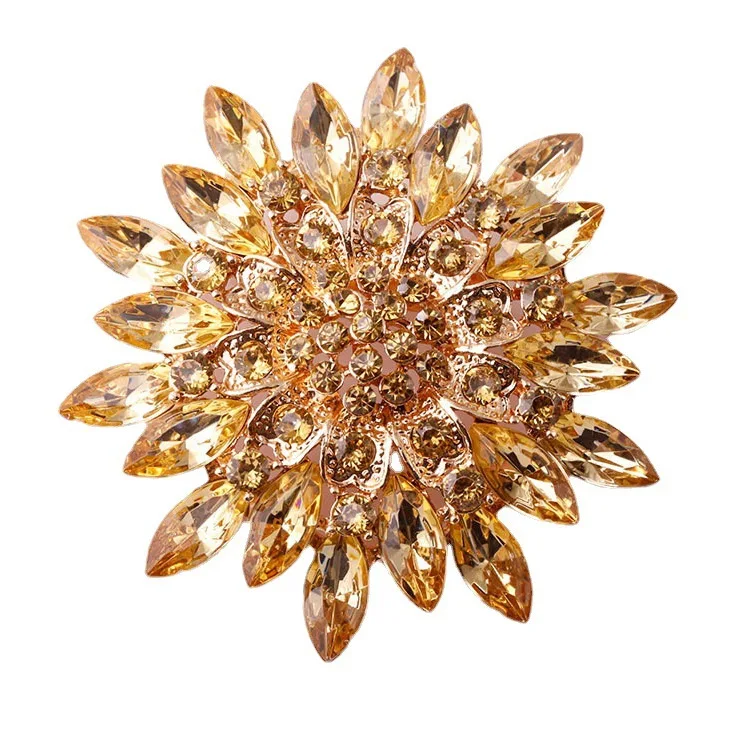 Vintage Wedding Bride Big Blue Crystal Drop Colorful Flower Rhinestone Teardrop Brooch for Woman magnet brooch