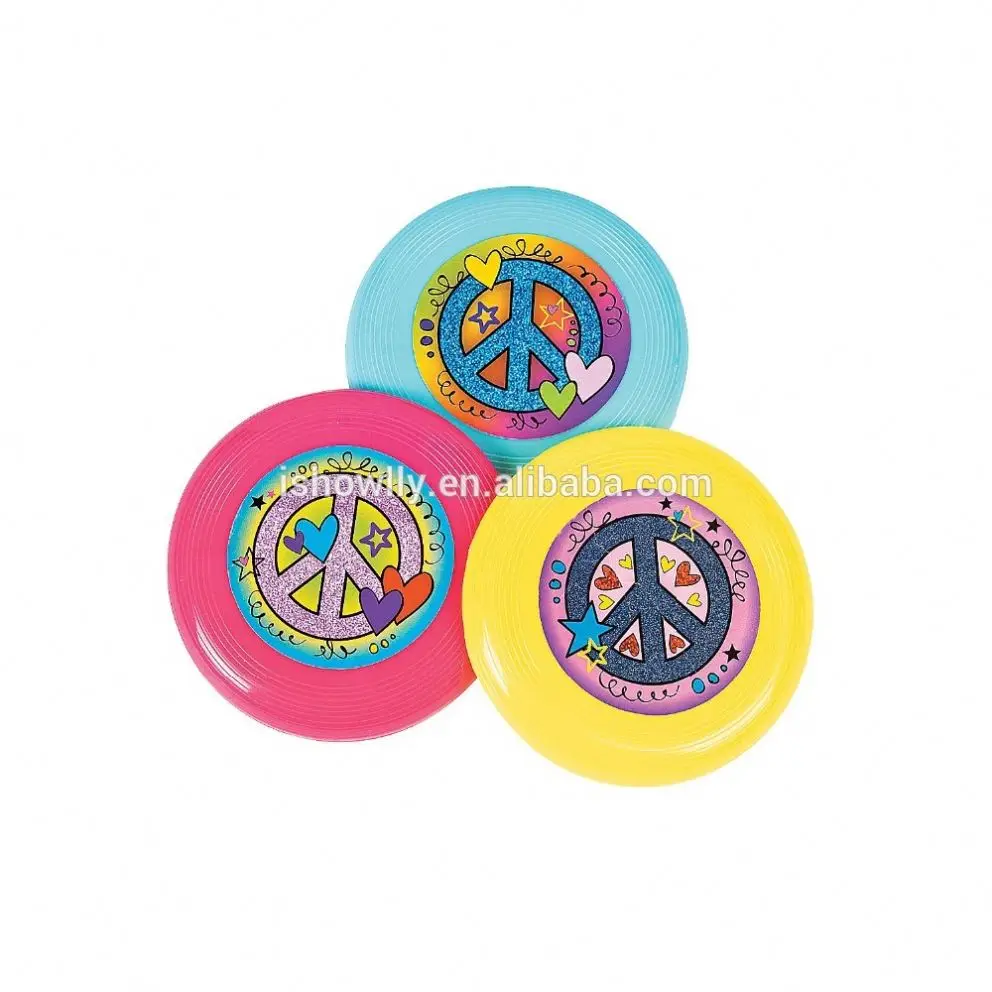 
Factory Price Colorful Promotional High Quality Peace Sign Mini Flying Discs Cheap Funny Disc Fashion Plastic Flying Saucers 