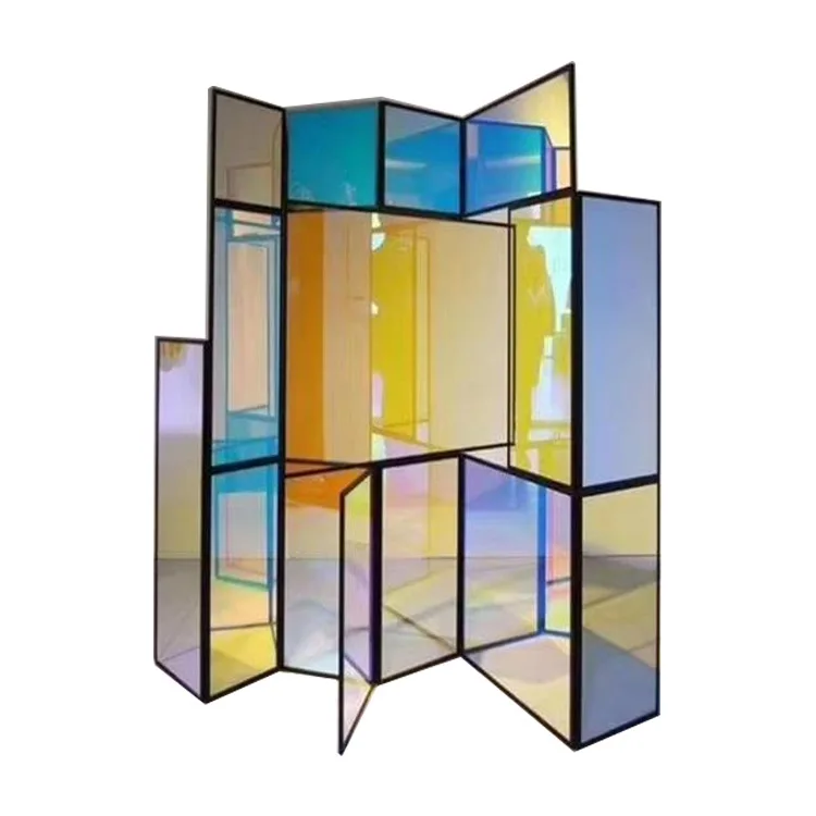Popular Art Partition Vibrant Glass Decorative Glass Iridescent Coated Glass For Doors And Windows