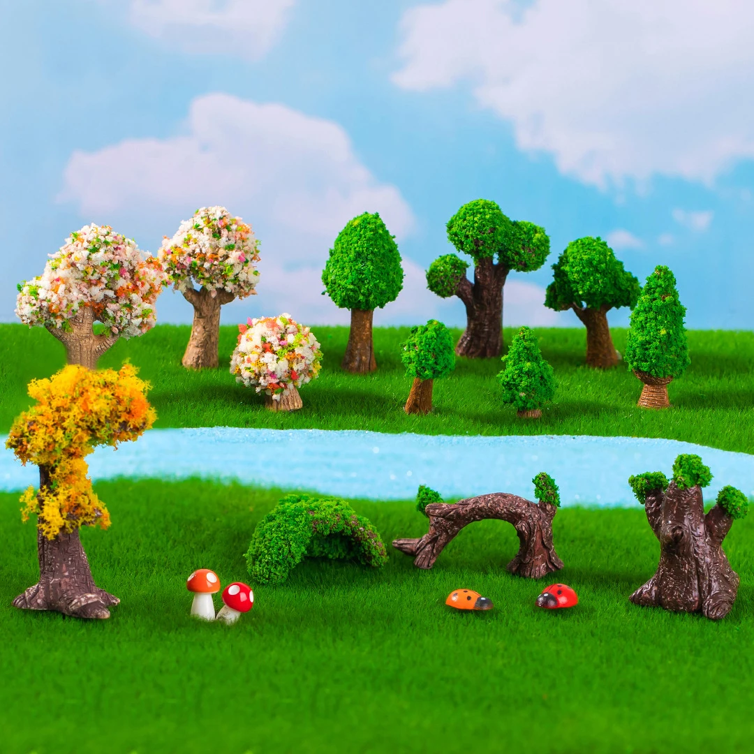 CP014 Cute Artificial Tree Resin Crafts Mini Micro Landscape Ornaments Miniatures Art Decor Accessories Table Home Decoration