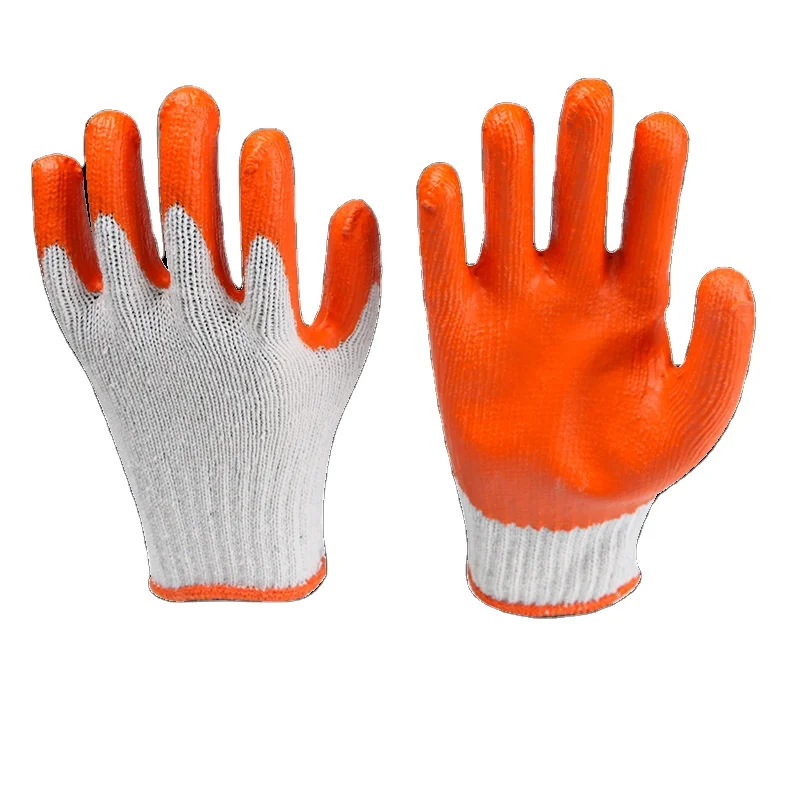 Seven needle flat rubber thickened anti-slip and wear-resistant operation construction site coated impregnated rubber gloves