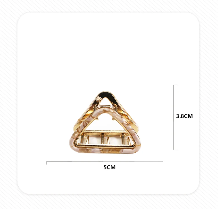 New Alloy Acetic Acid Triangle Hollow Marble Pattern Hair Claw Clip 5CM Mini Upmarket Fancy Cute Hair Clip For Women Girls
