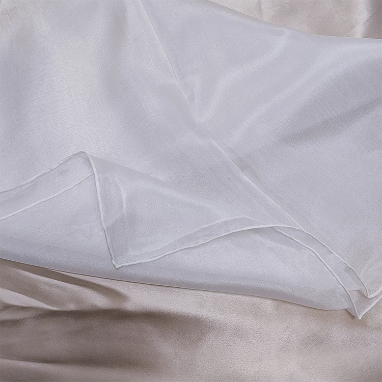 Wholesale White 5mm white Silk Habotai Square Scarf with Hand Roll Hem