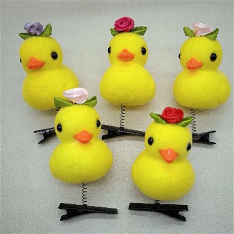 2024 Cartoon Funny Children 3D Cute Yellow Duck Plush Hairpin Fashion Animal Duckbill Clip Accessories Head wear Wholesale Gift