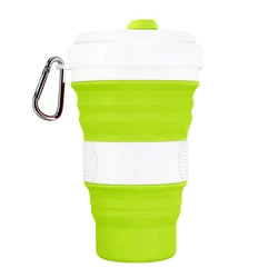 Wholesale new design reusable 550ml silicone travel folding collapsible coffee cup