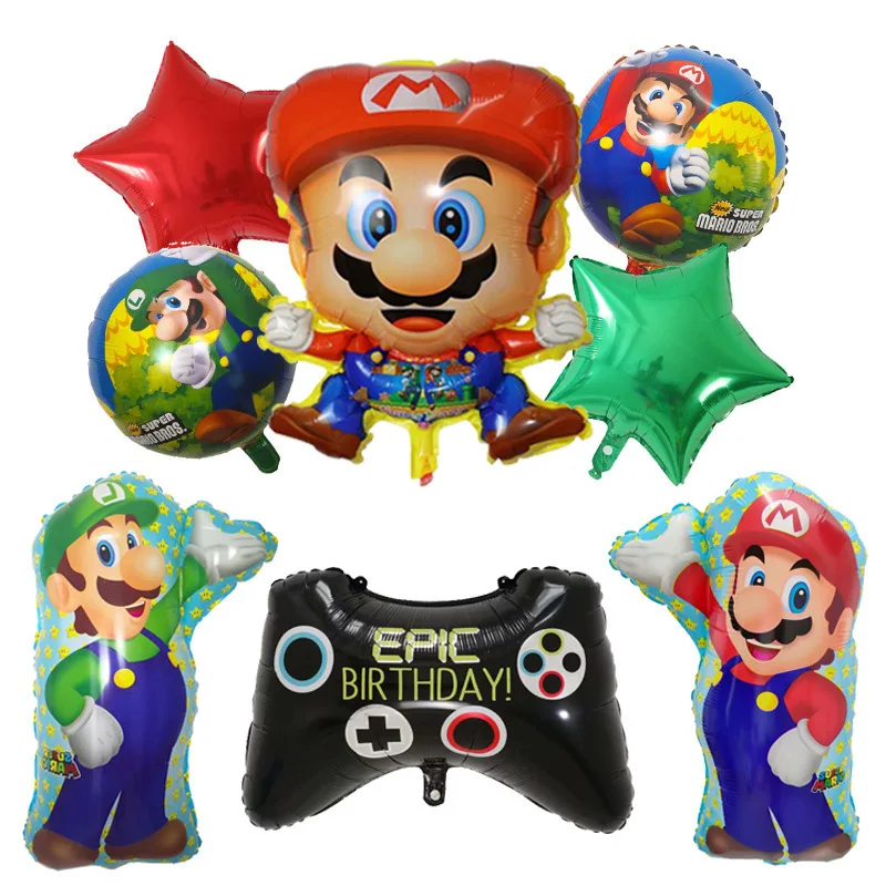 Оптовая продажа, 8 шаров в наборе, новые игры, mario bros, алюминиевая фольга, воздушный шар на день рождения для украшения