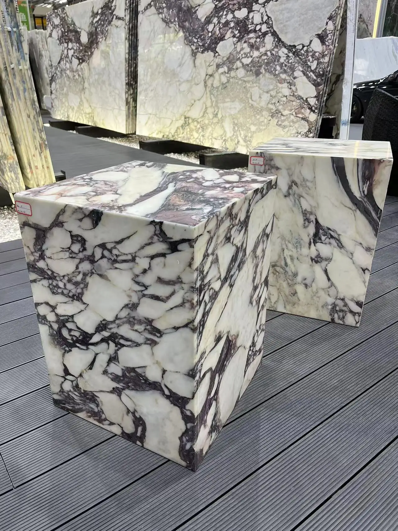 Customized Rectangle Marble Plinth calacatta violet marble side table Pedestal Display Stand sofa table