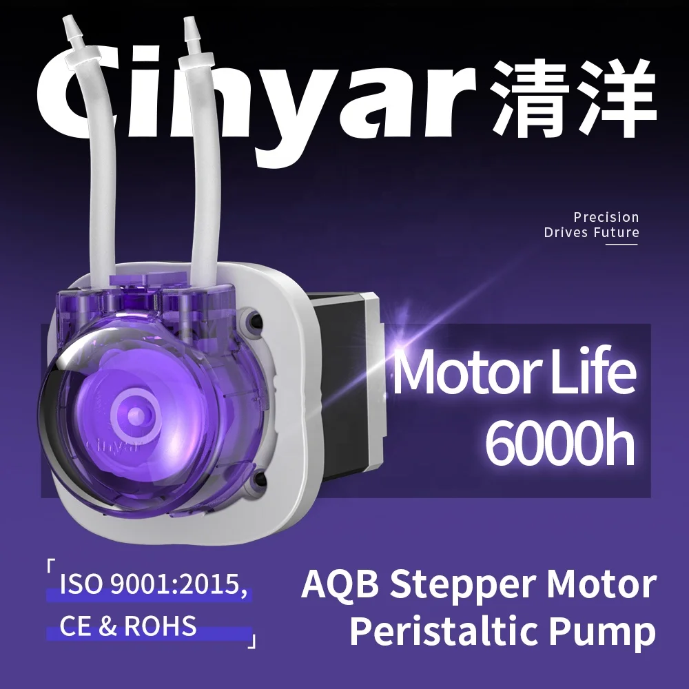 Cinyar AQB 12V 24V Stepper Motor Small Water Pump Mini Self-priming Pump STP Micro Peristaltic Pump for Medical Liquid Transfer
