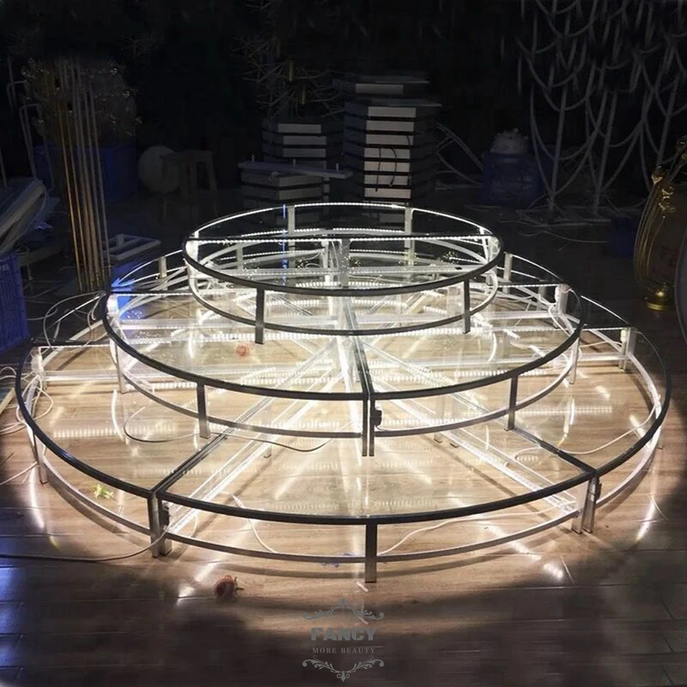 Round LED Dance Floor circular glass stage wedding party event stage Decoration  stage platform