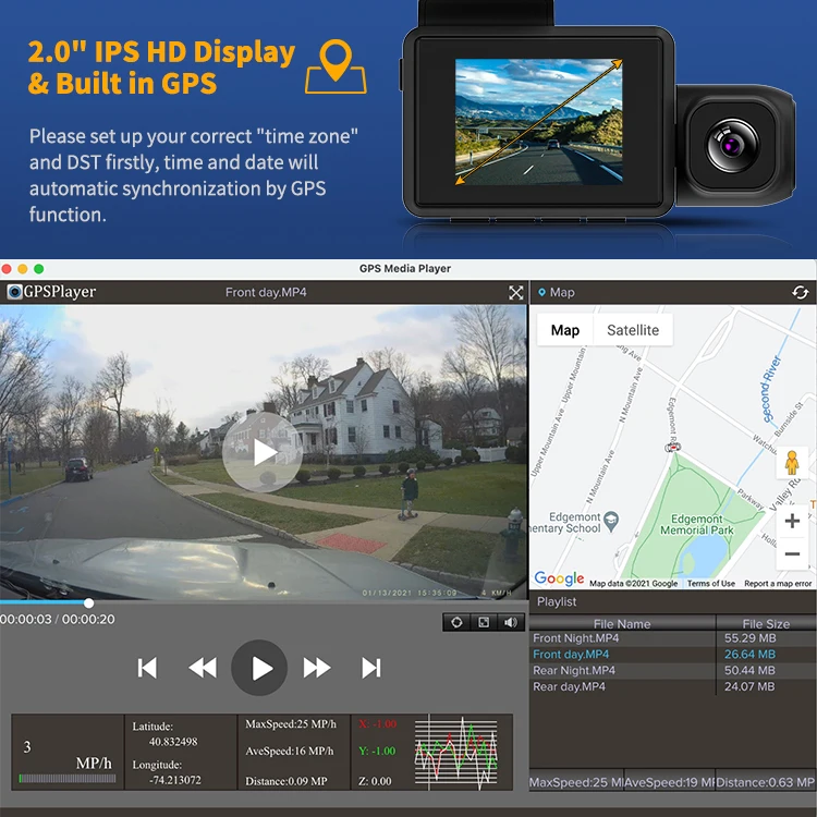 2.0 inch mini 4k wifi gps 3 channel night vision dash cam front and rear and inside dashcam 3 lens car dvr 4k dashcam