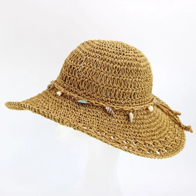 Cheap Large Foldable Brown Straw Floppy Hat Palm Western Retro Big Sun Hats For Women Panama Straw Hat UPF