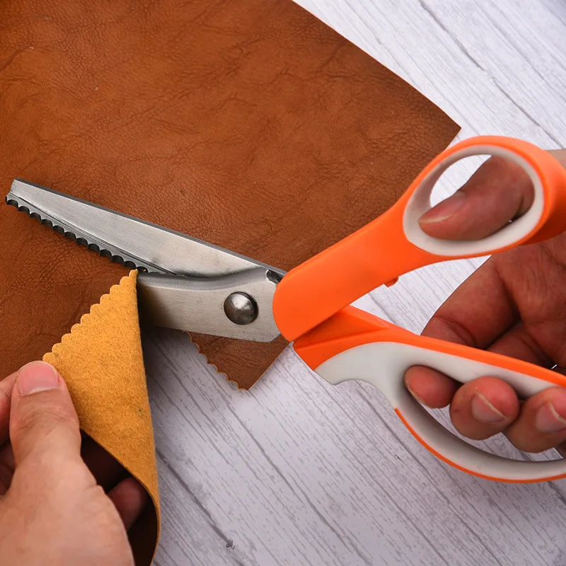 Pinking Shears for Fabric, Professional Dressmaking Sewing Scissors Zig Zag Fabric Craft Scissors 9inch