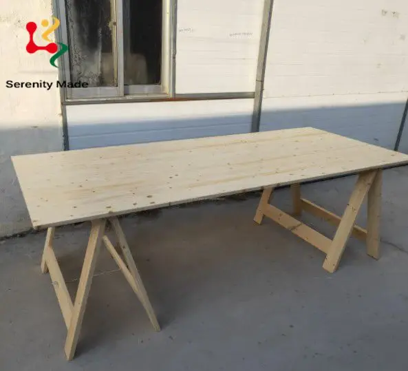 Industrial Live Edge Event Use Table Top  Folding Wood Legs Base Restaurtant Dining Table
