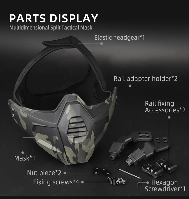 Tactical Half Face Mask For OC Style Helmet Rail Airsoft Mask