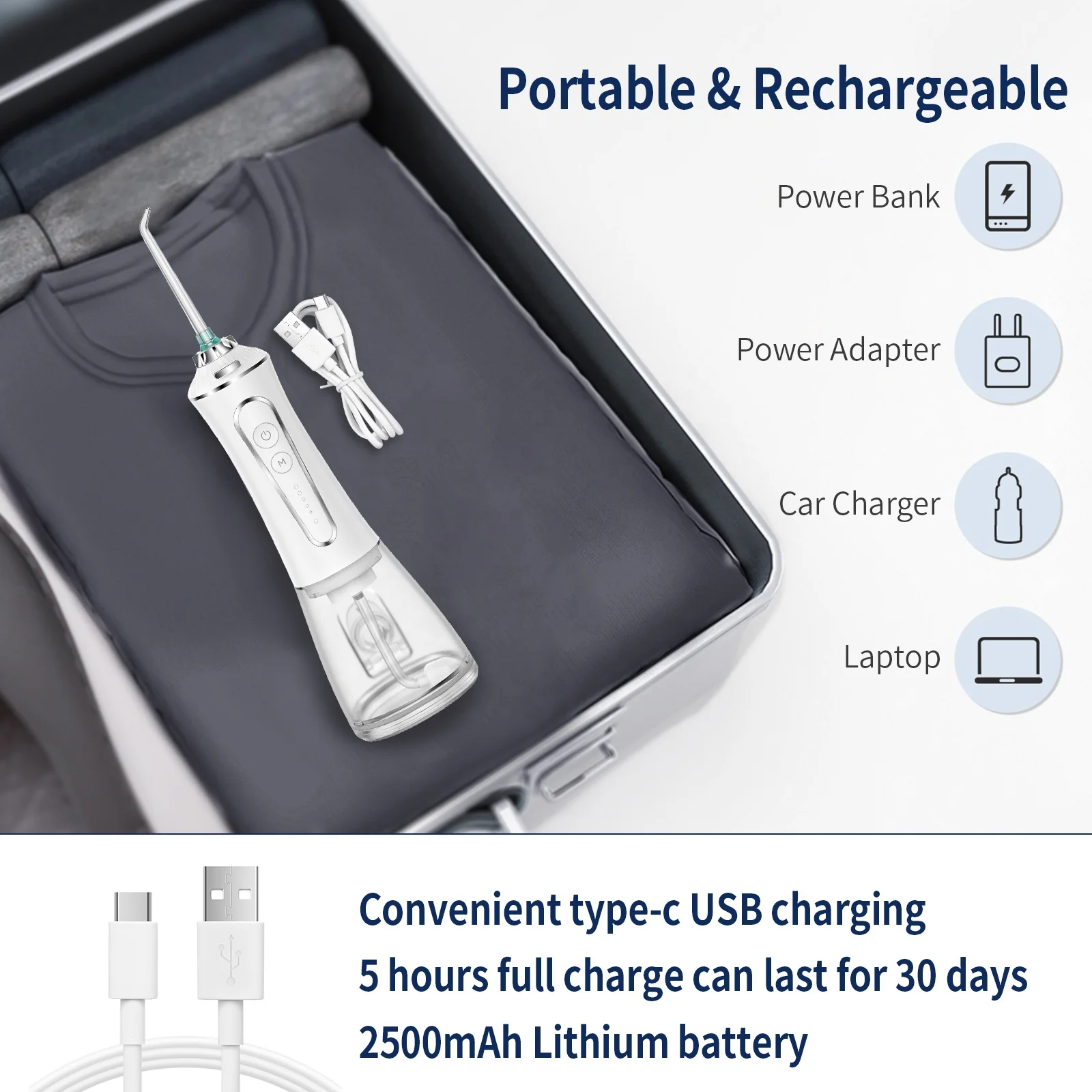 H2ofloss Smart Dental Flosser Waterproof Cordless Electric Toothbrush Oral Irrigator Portable for Home Use