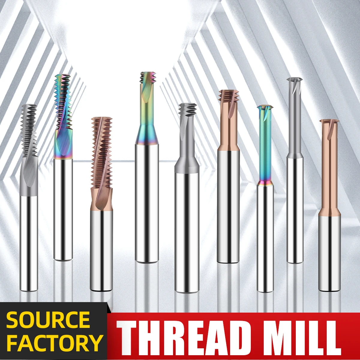 thread mill Coated Solid Carbide Single tooth/Three-tooth/Full Tooth Nano Coated CNC Cutting Tool M3 M4 M5 M6 M8 Tap Aluminum