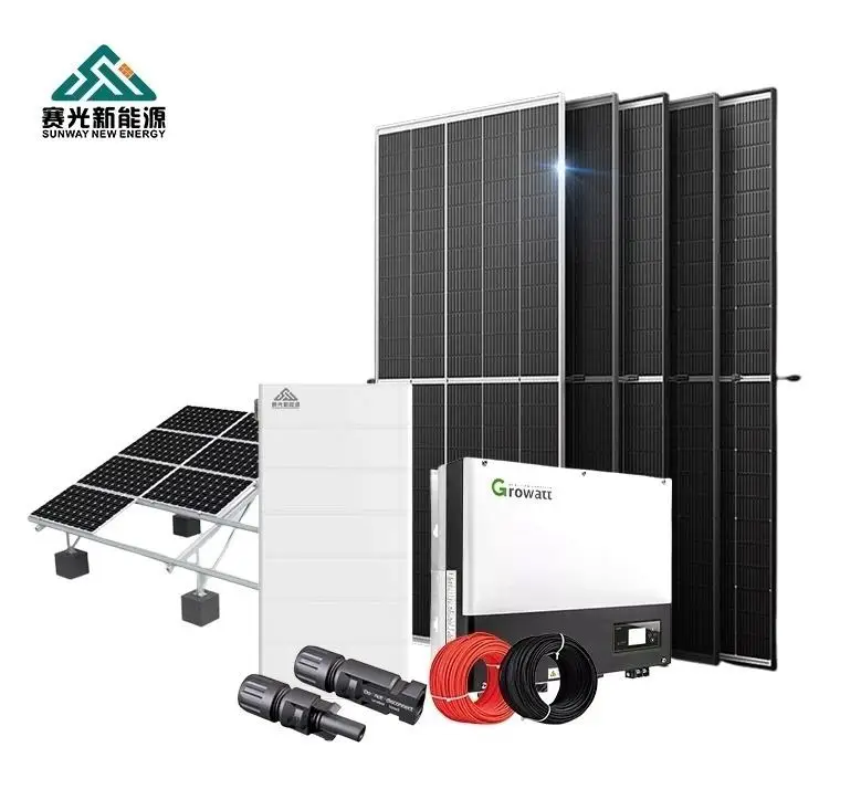 Home Energy Solar Power Plant System Price 5kw 10kw 12kw Growatt Deye Eu Complete Hybrid Solar System