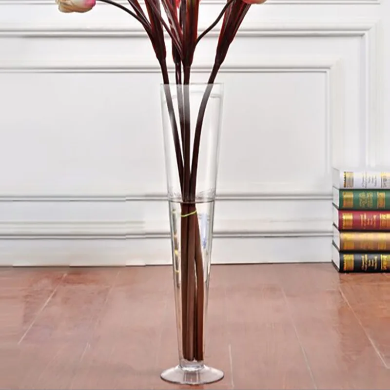 wedding home decor accessories large floor glass vase V-shaped Goblet Table Flowers Road Runner Vase