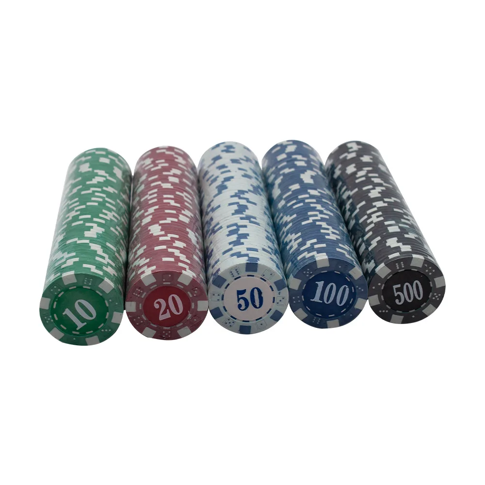 500PCS Hot Style ABS Chips Cheap Poker Chips Suitcase Including Poker, Dealers, Dices and Chips for Sale