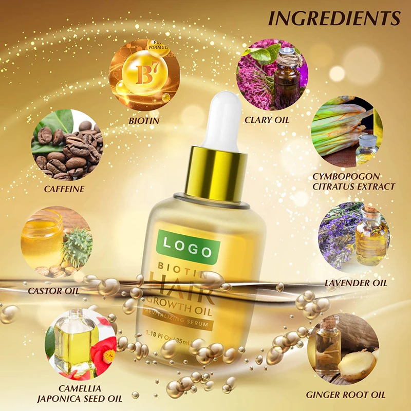 Private Label Natural Aloe Vera 7 Days Ginger Biotin Castor Fast Hair Growth Oil For Woman