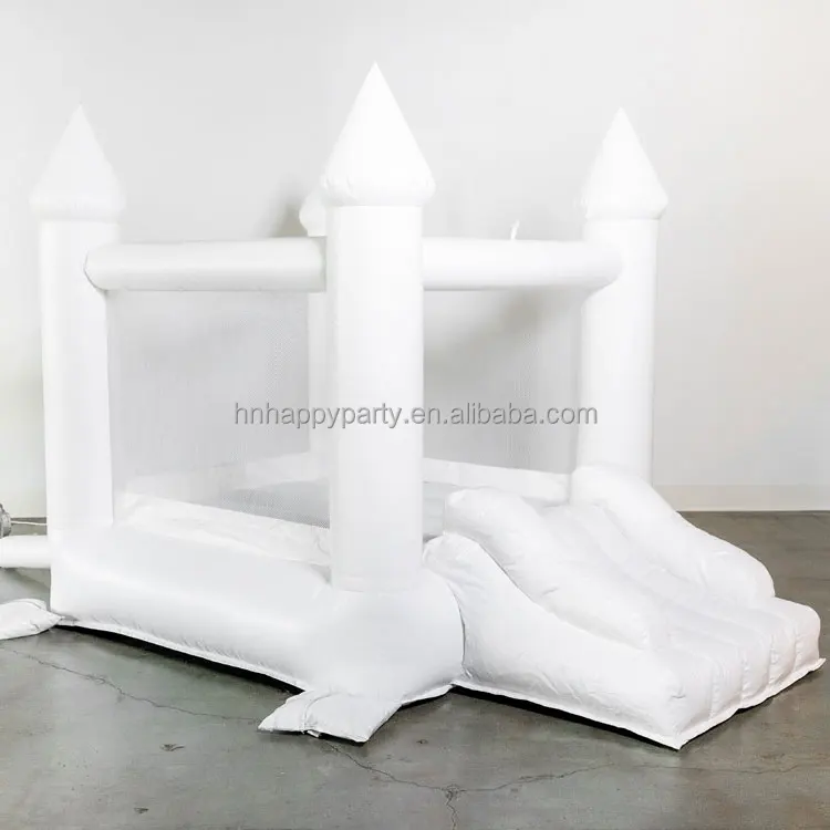 Hot sale kids games white bouncy castle with slide baby inflatable jumper