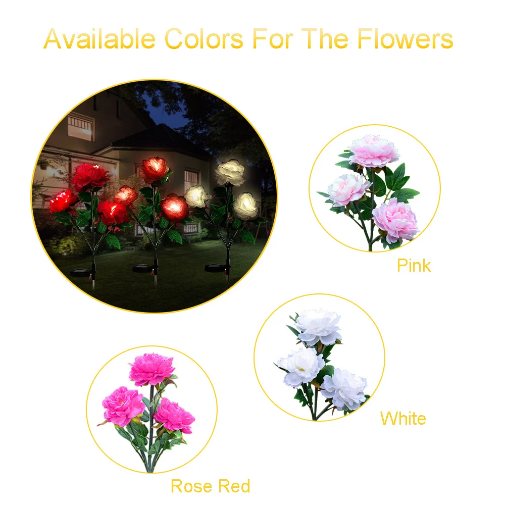 Artificial Home Eternal Solar led light decoration glow in the dark Stabilized Led Bouquet Decor Peony Flower
